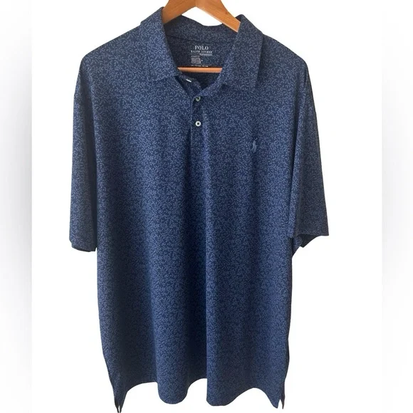 Polo Ralph Lauren Men’s Performance Polo Shirt XXL Navy Floral Viney Print - Picture 1 of 5